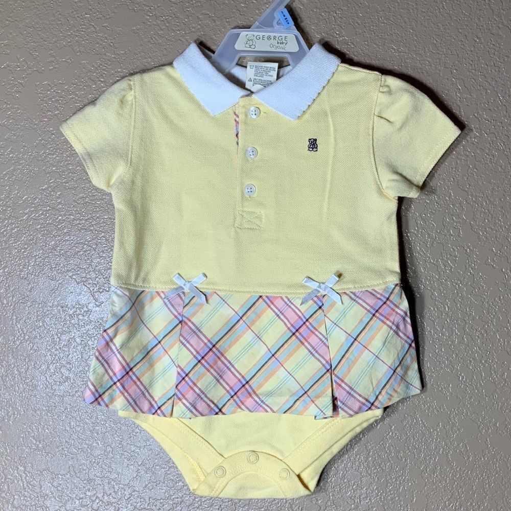 ‎Vintage George baby girl yellow bodysuit